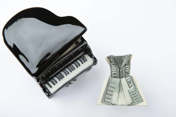 Image Piano Money White Background — Stock Photo, Image