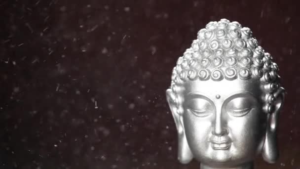 Beeldmateriaal Van Boeddha Stof Donkere Achtergrond — Stockvideo