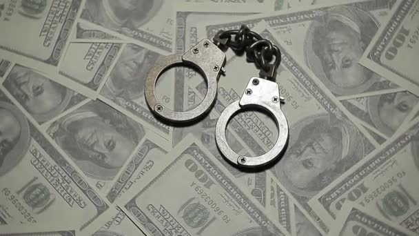 Footage Handcuff Money Banknote Background — Stock Video