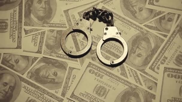 Footage Handcuff Money Banknote Background — Stock Video