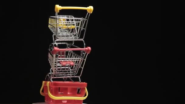 Footage Trolley Cart Dark Background — Stock Video