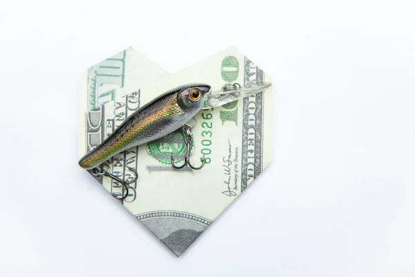 Image Fishing Bait Money White Background — Stock Photo, Image