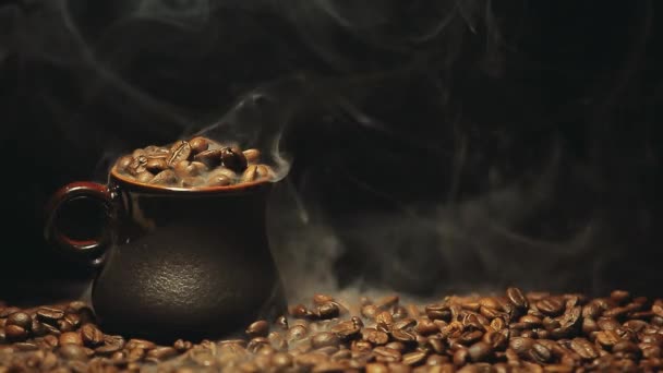 Filmato Caffè Tazza Sfondo Scuro — Video Stock