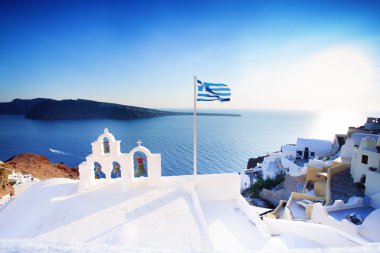 Oia şehir ve deniz, Santorini Island, Yunanistan