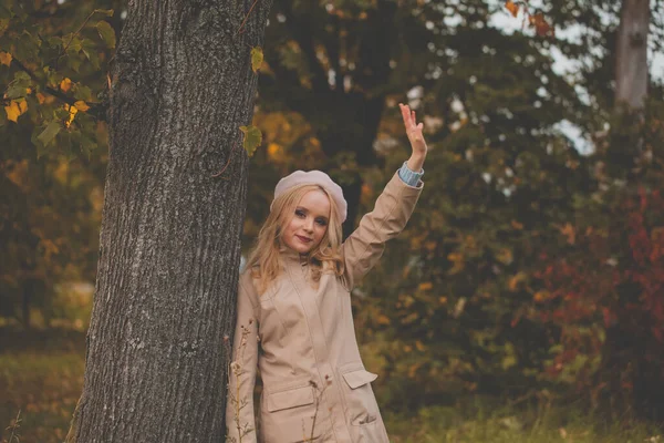 Hermoso Retrato Mujer Otoño Mujer Bastante Joven Aire Libre — Foto de Stock