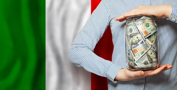 Italië Politiek Bedrijfsleven Corruptie Sociale Problemen Concept Amerikaanse Dollars Bankbiljetten — Stockfoto
