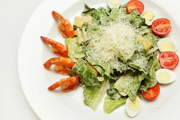 Healthy salad with prawn and tomatoes — Stock Photo, Image