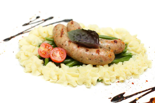 Salchicha Weisswurst, comida tradicional alemana —  Fotos de Stock