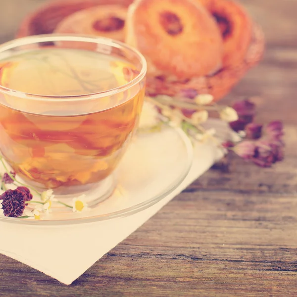 A tea gyógynövényes bio élelmiszer-háttér — Stock Fotó