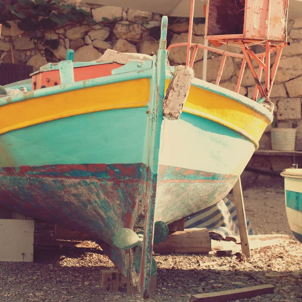 Barco viejo, fondo vintage abstracto - impresiones de Grecia — Foto de Stock