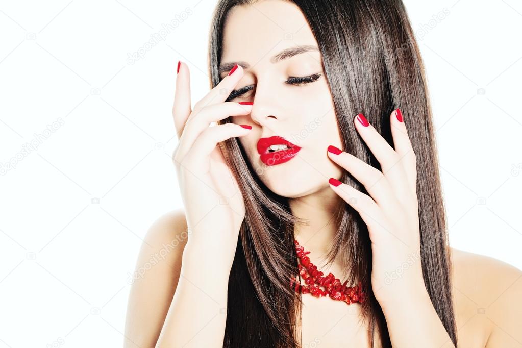Fashion Woman with Manicure and Make up. 
