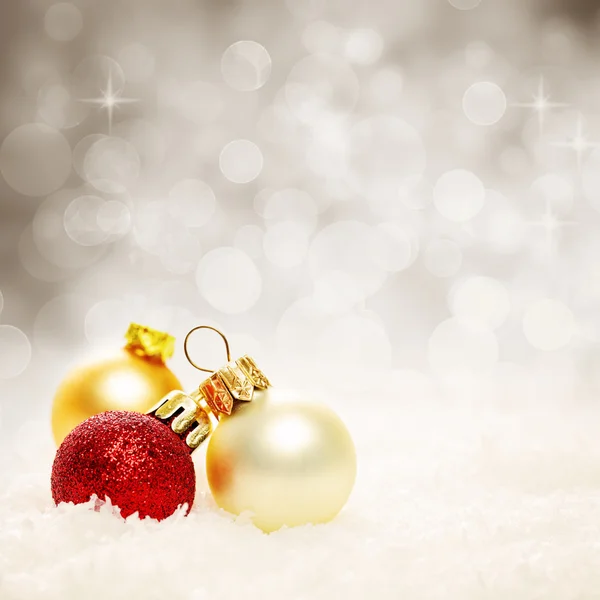 Christmas Balls and Snowflake on Abstract Christmas Background — Stock Photo, Image