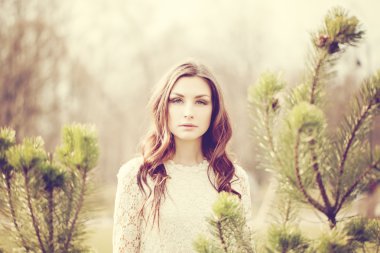 Güzel kadın moda Model açık havada