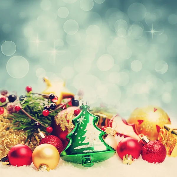 Christmas Background with Bokeh Sparkle. Decoration Border on Wh — Stock Photo, Image