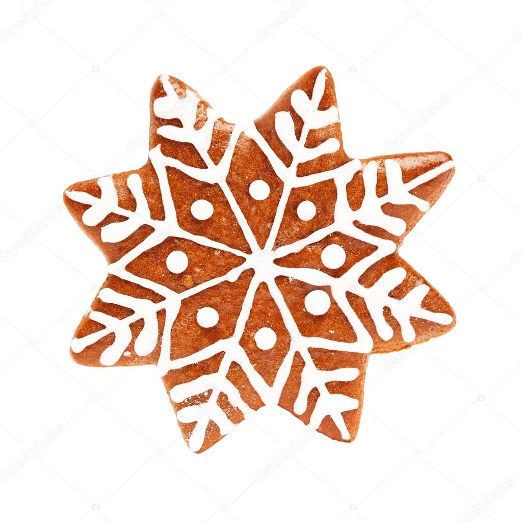 Snowflake Isolate. Christmas Cookie Isolated on White Background