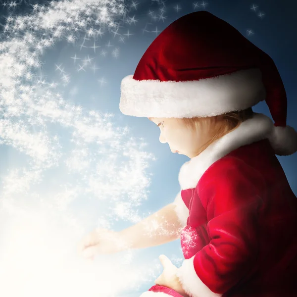 Christmas Fantasy achtergrond met Baby en sterren licht — Stockfoto