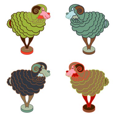 Yeşil ve mavi koyun için Çin yeni yılı