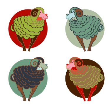 Yeşil ve mavi koyun için Çin yeni yılı