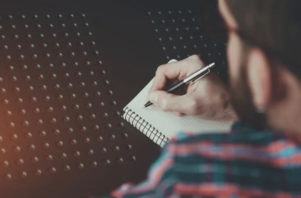 Bearded man writing — Stock Photo, Image