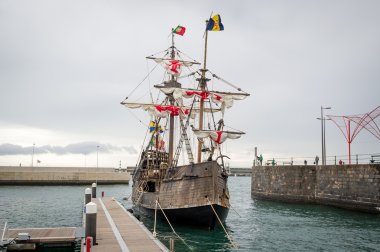 Christopher Columbus flagship Santa Maria replica at Funchal, Madeira. clipart