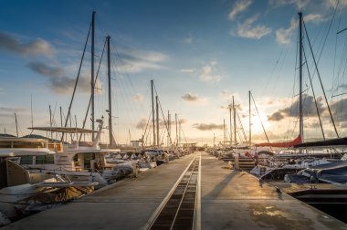 Yacht marina sunrise clipart