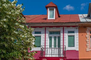 Renkli eski sokak evde Cetinje. Karadağ