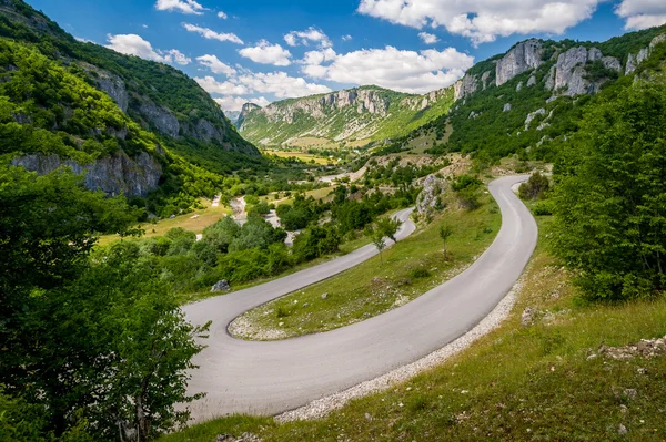 Eğri dağ yolu — Stok fotoğraf