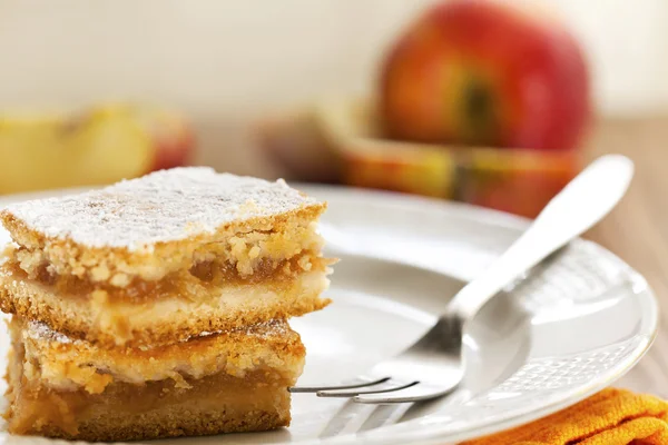 Plak zelfgemaakte appeltaart — Stockfoto