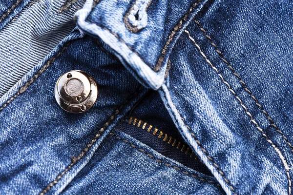 Parte de jeans clássicos com botão e zíper — Fotografia de Stock