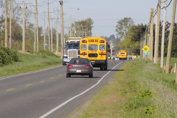 Kanadische Schulbusse auf dem Land — Stockfoto