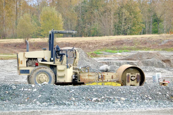 Visualizzazione Pieno Profilo Bulldozer Ben Utilizzato Ancora Utilizzato Attivamente Nei — Foto Stock