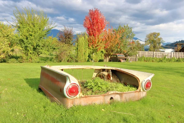 Parti Antiche Dell Automobile Sono Usate Fornire Paesaggio Creativo Una — Foto Stock