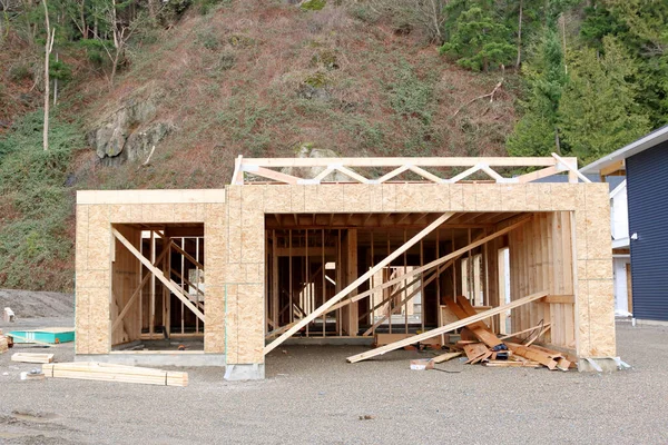 Close Detailed View Garage House Frame Construction — Stock Photo, Image