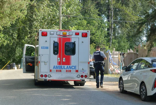 Temmuz 2021 Atchlitz Yolunda Bir Olaya Polis Ambulanslar Sevk Edildi — Stok fotoğraf