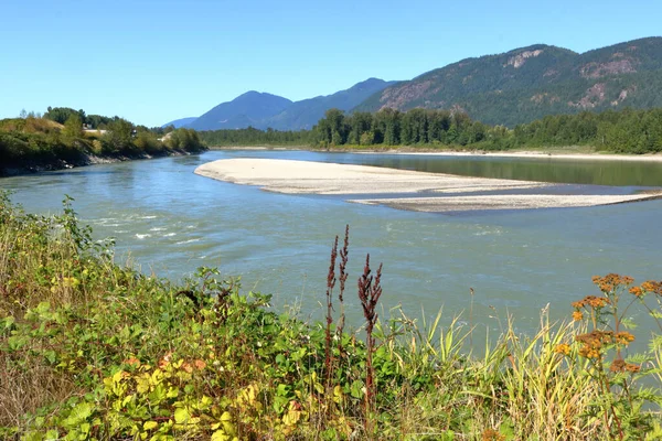 Una Hermosa Amplia Serpenteante Imagen Del Río Fraser Sur Canadá — Foto de Stock