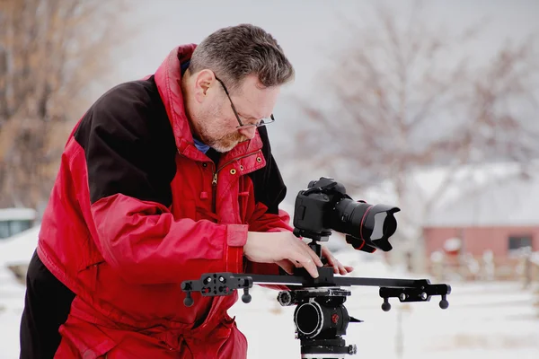 Profesyonel fotoğrafçı ve ekipman — Stok fotoğraf