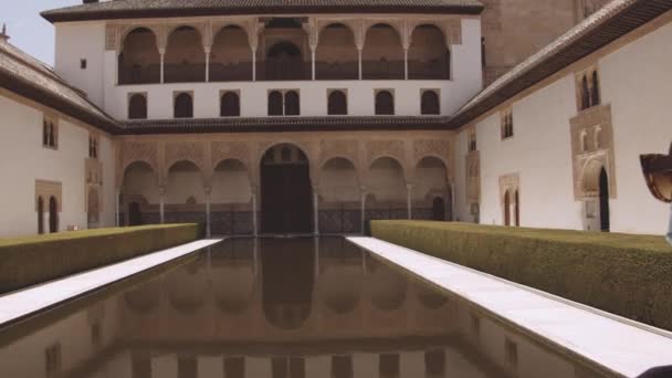 Ženské turistické v bazénu Alhambra — Stock video