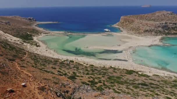 Photo de drone pittoresque de la lagune de Balos Beach en Crète, Grèce — Video