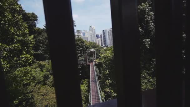 Puente peatonal sobre selva tropical en Kl Forest Eco Park — Vídeos de Stock
