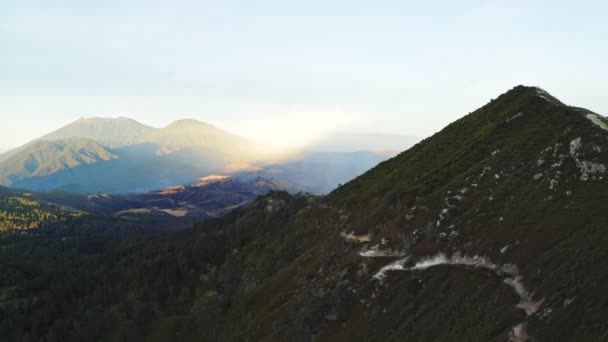 Drone Flight Towards Java Mountains Under Sunlight — Stock Video