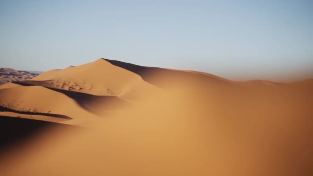 Большие песчаные дюны в огромной пустыне — стоковое видео
