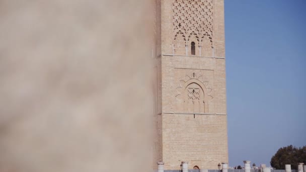 Incomplete Mosque Hassan Tower Minaret — Stock Video