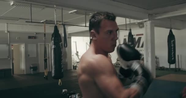 Змішане тренування бойових мистецтв з прокладками — стокове відео