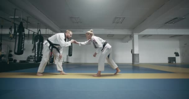 Karışık Dövüş Sanatları Toplantısı Erkek ve Kadın — Stok video