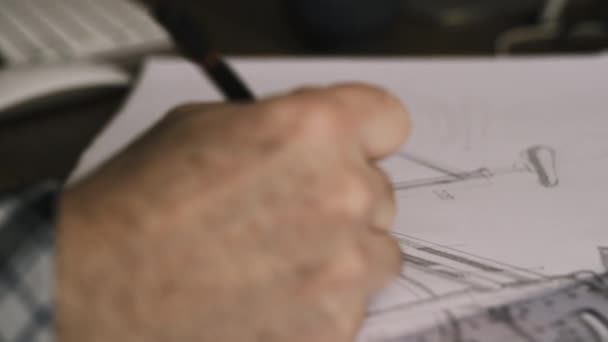 Designer Drawing Plans For A Bike — Stock Video