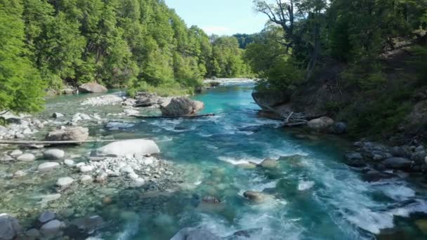 Drone over de rivier in Patagonië — Stockvideo