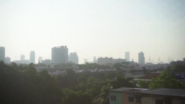 Drone Shot of Morning Traffic and Cars Stopped in a Road in Bangkok, Thailand — Stock Video