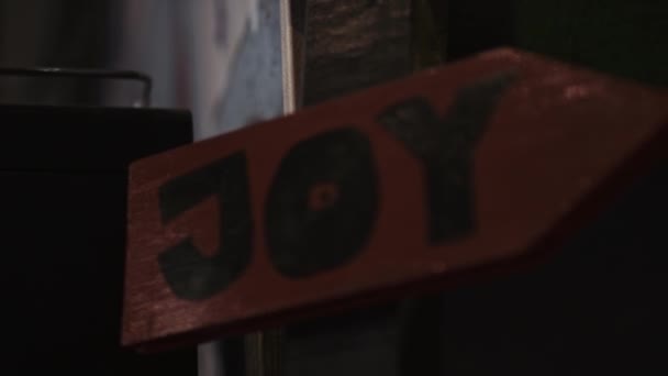 Wooden Signs Saying Joy — Stock Video