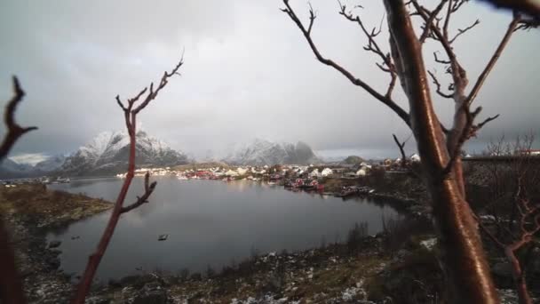 Paisaje de invierno de Reine — Vídeos de Stock