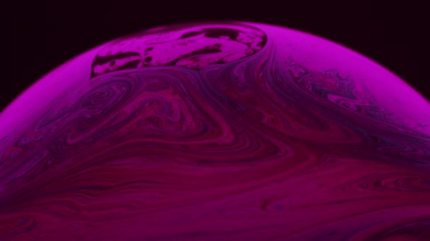 Pink Lines Swirling in Circles on a Liquid Soap Solution: Macro Abstract Shot — Stock Video